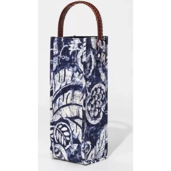 threshold Other - THRESHOLD Fabric Wine Bag with Rattan Handle -  Bl